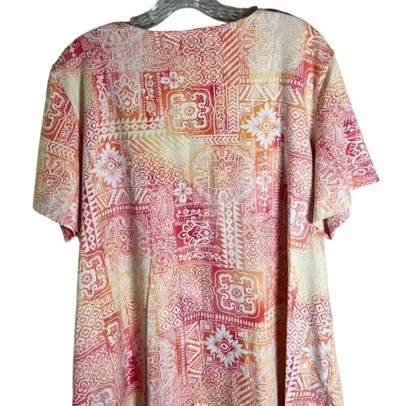 Alfred Dunner Women's Top Beaded Floral Pattern Orange & White Size 1X - Picture 9 of 10